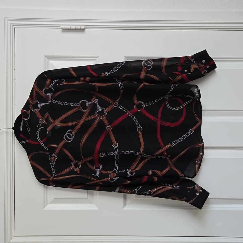 Chaps Belt And Chain Detailed Button Up - image 8